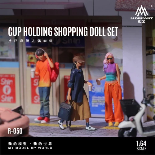 MoreArt Figurki Cup Holding Shopping Doll Set 1:64 bok