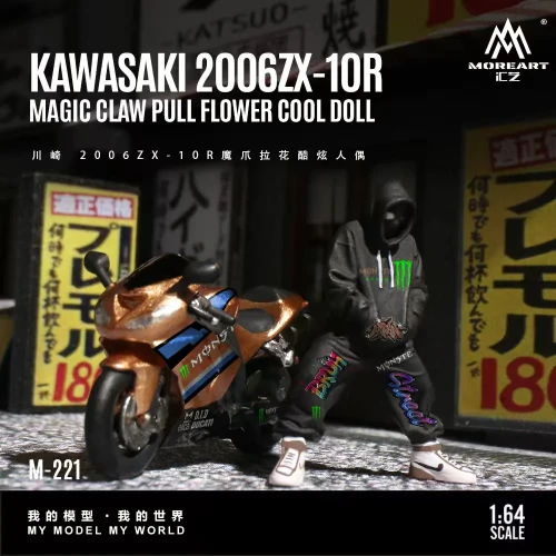 MoreArt KAWASAKI 2006ZX-10RMAGIC CLAW PULL FLOWER COOL DOLL 1:64 przód