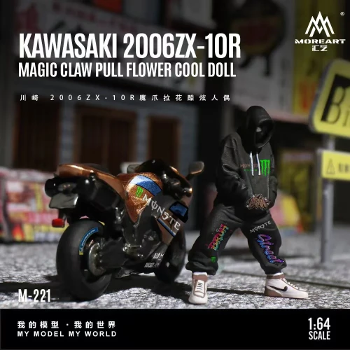 MoreArt KAWASAKI 2006ZX-10RMAGIC CLAW PULL FLOWER COOL DOLL 1:64 bok