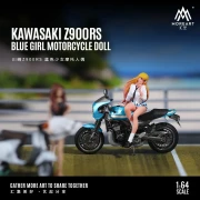 MoreArt KAWASAKI Z900RS BLUE GIRL MOTORCYCLE DOLL 1:64 przód