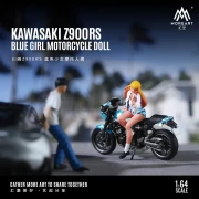MoreArt KAWASAKI Z900RS BLUE GIRL MOTORCYCLE DOLL 1:64 bok