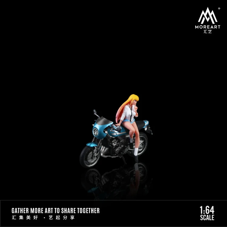 MoreArt KAWASAKI Z900RS BLUE GIRL MOTORCYCLE DOLL 1:64 detal