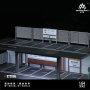 MoreArt Garaż JDM STEEL FRAME GARAGE PARKING LOT SCENE Podświetlany LED 1:64 detal góra