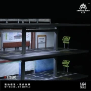 MoreArt Garaż JDM STEEL FRAME GARAGE PARKING LOT SCENE Podświetlany LED 1:64 detal