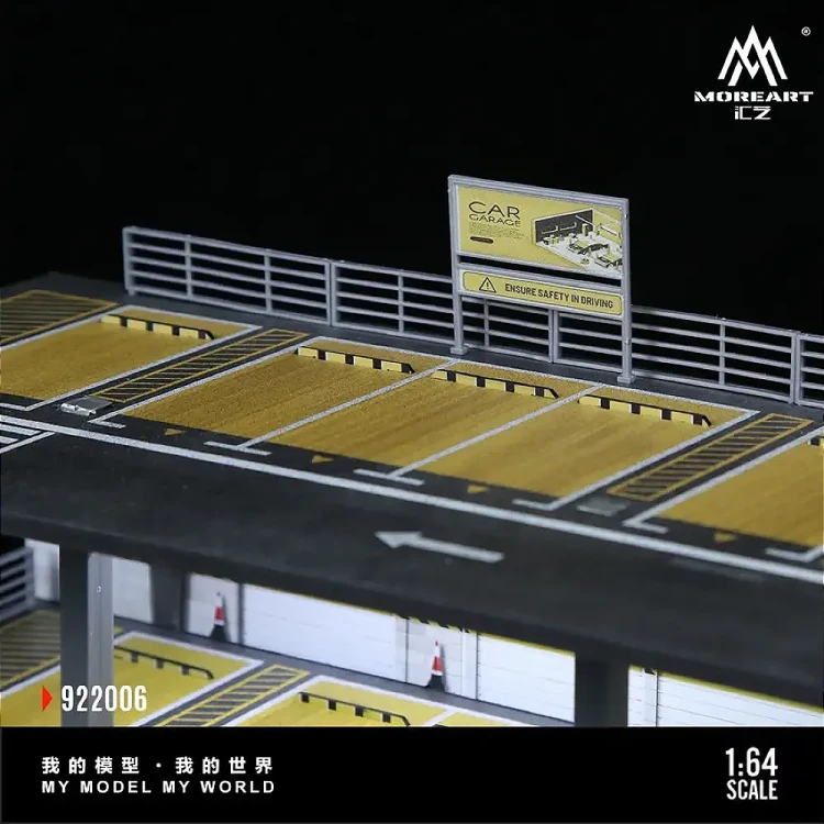 MoreArt Garaż American Style Simulation model of steel frame style Podświetlany LED 1:64 góra detal