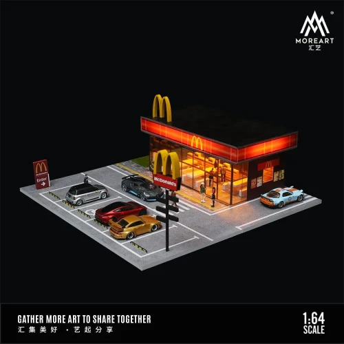 MoreArt Diorama McDonalds Restaurant Parking Scene 1:64 bok