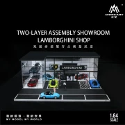 MoreArt Diorama LAMBORGHINI TWO-LAYER ASSEMBLY SHOWROOM SHOP 1:64 przód