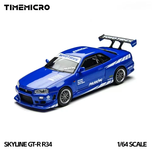 Time Micro Nissan Skyline GT-R R34 Blue Livery 1:64 przód