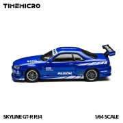 Time Micro Nissan Skyline GT-R R34 Blue Livery 1:64 bok