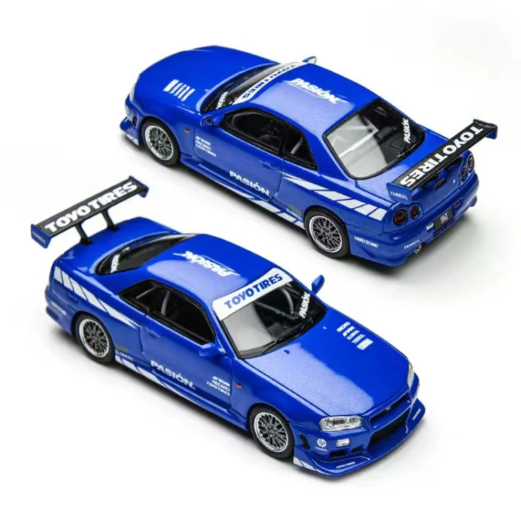 Time Micro Nissan Skyline GT-R R34 Blue Livery 1:64 tył
