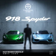 Time Micro Porsche 918 Spyder Metallic Green + Figurka 1:64 przód scena