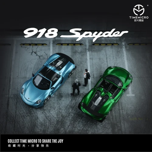 Time Micro Porsche 918 Spyder Metallic Green + Figurka 1:64 góra scena