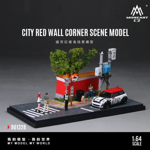 MoreArt Diorama CITY RED WALL CORNER SCENE MODEL 1:64 bok