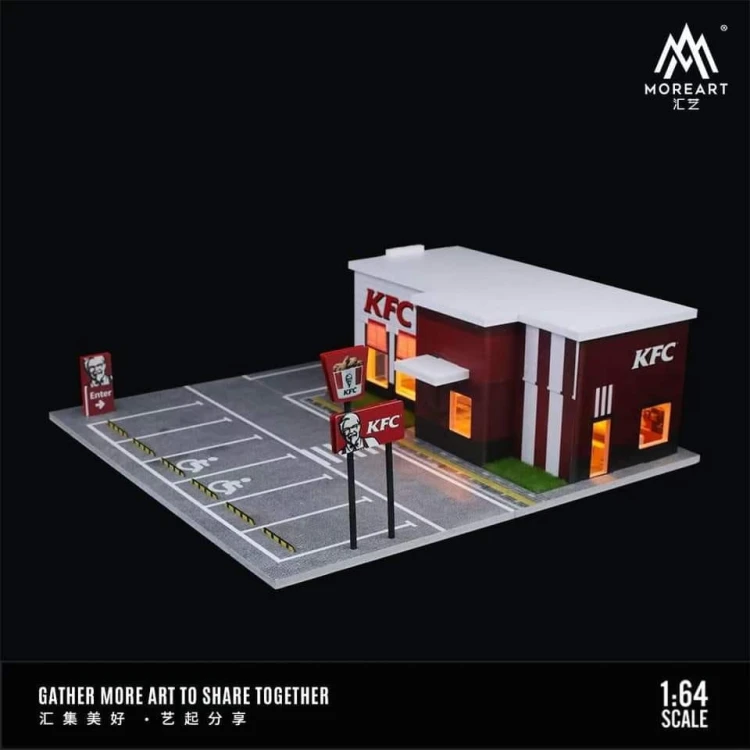 MoreArt Diorama Restauracja KFC Parking Scena 1:64 bok