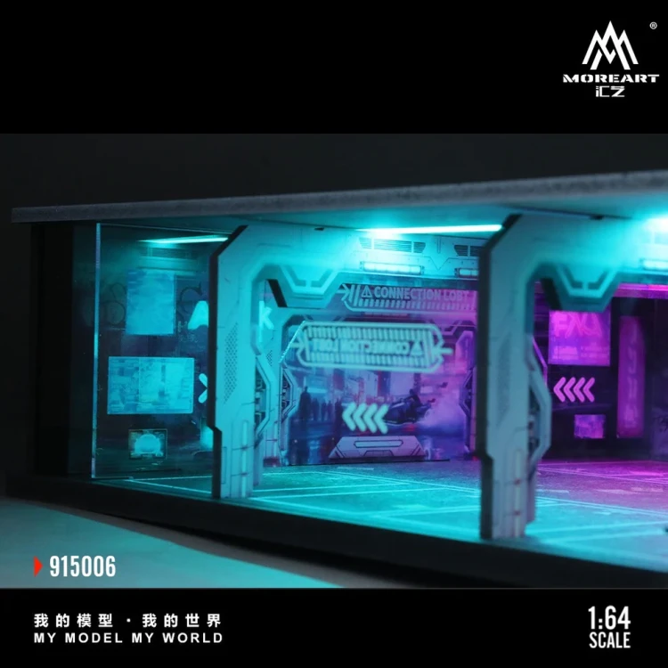 MoreArt Diorama Parking Cyberpunk Undergrund Podświetlana LED 1:64 detal
