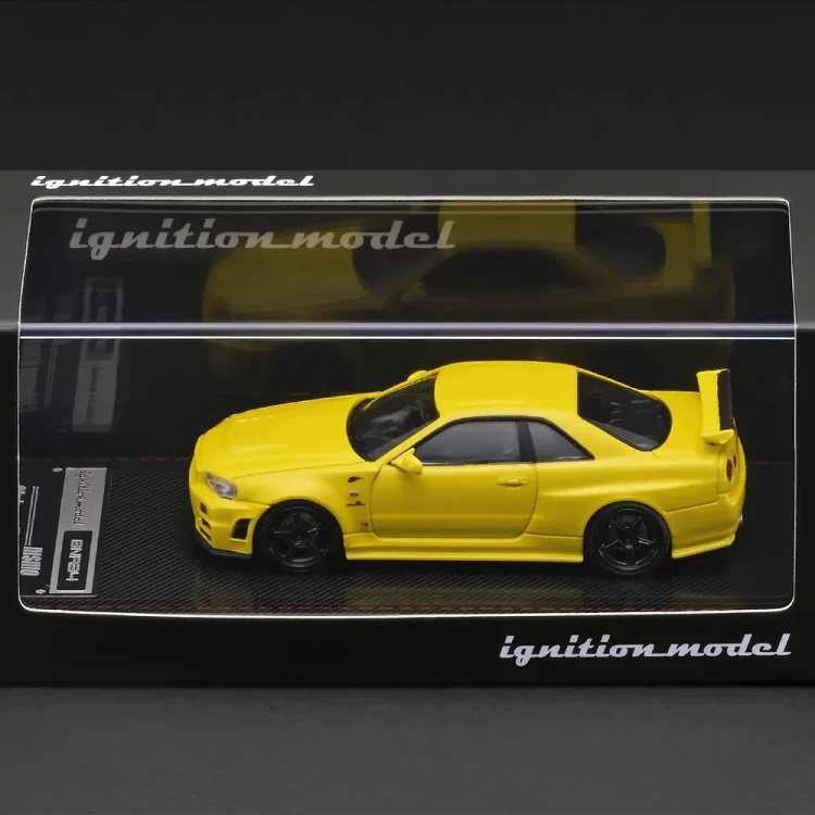 Ignition Model Nissan Skyline GT-R R34 NISMO customized Yellow Metallic 1:64 box