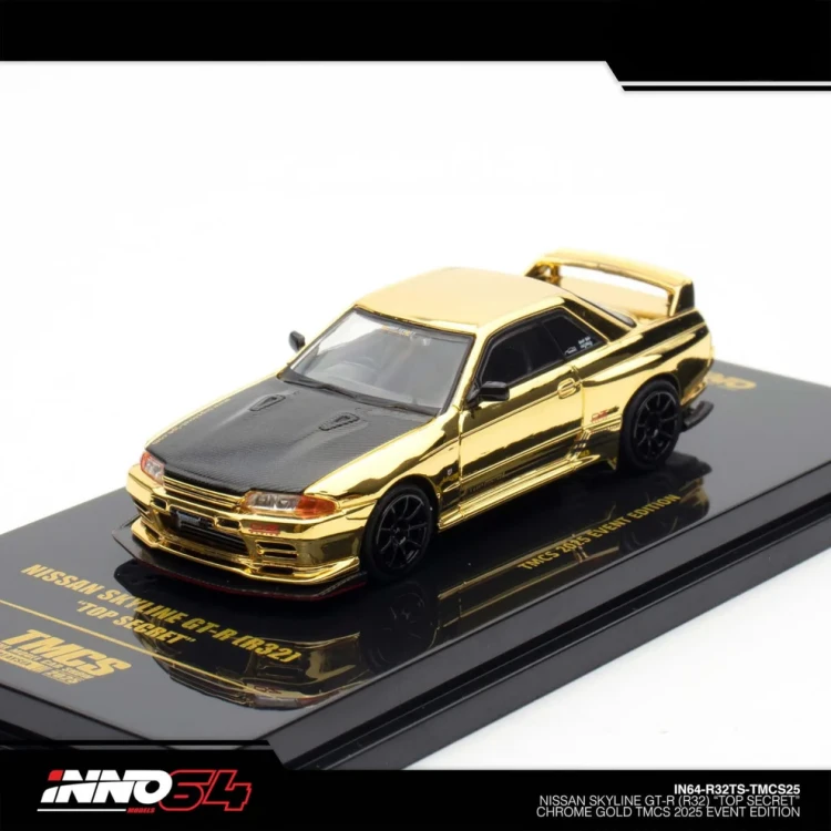 INNO64 Nissan Skyline GT-R R32 Top Secret chrome gold TMCS 2025 Event Edition 1:64 przód