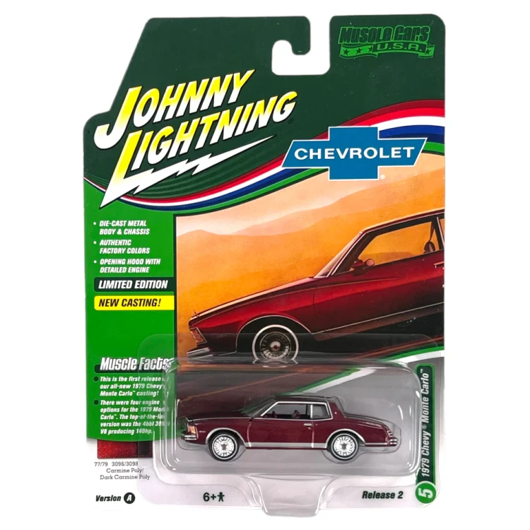 Johnny Lightning 1979 Chevrolet Monte Carlo, Carmine Poly 1:64 przód