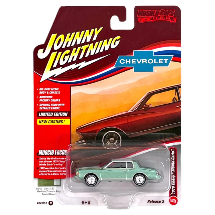 Johnny Lightning 1979 Chevrolet Monte Carlo Medium Green 1:64 przód