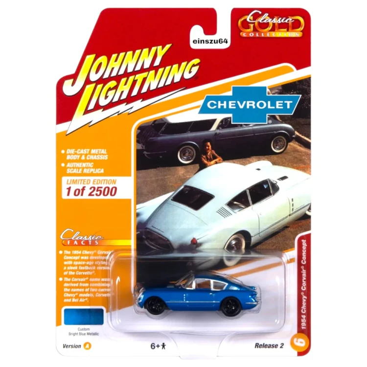 Johnny Lightning 1954 Chevrolet Corvair Concept Car blue metallic 1:64 przód
