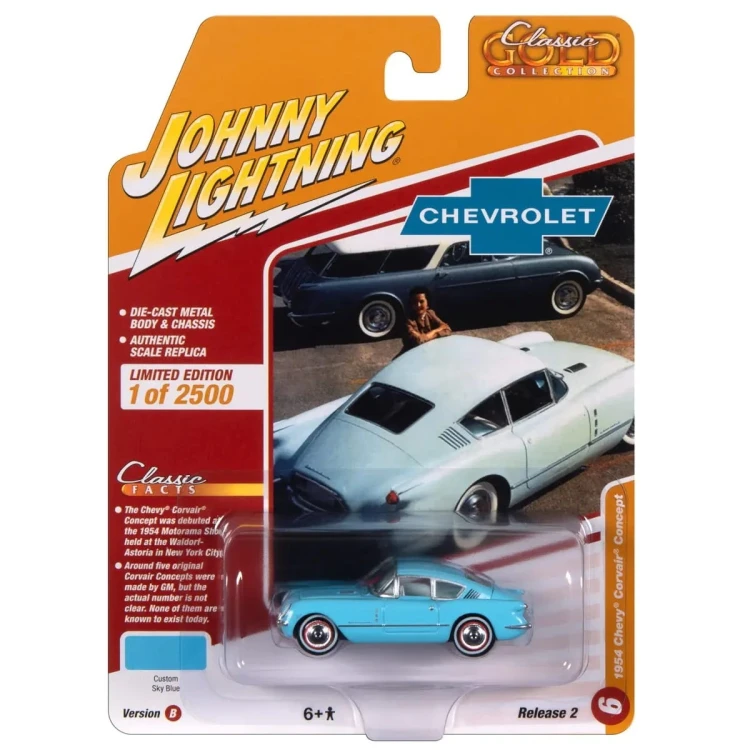 Johnny Lightning 1954 Chevrolet Corvair Concept Car Sky Blue 1:64 przód