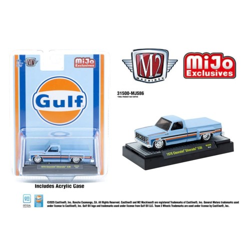 M2 Machines 1978 Chevrolet Silverado C30 Custom Gulf Blue Truck 1:64 przód