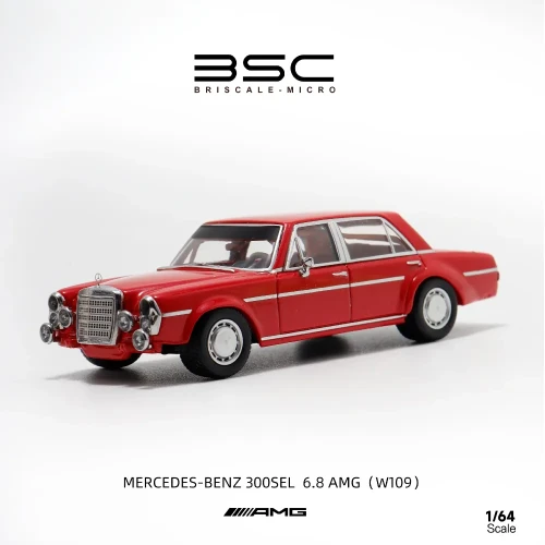 BSC Mercedes Benz 300SEL W109 AMG RED 1:64 przód detal