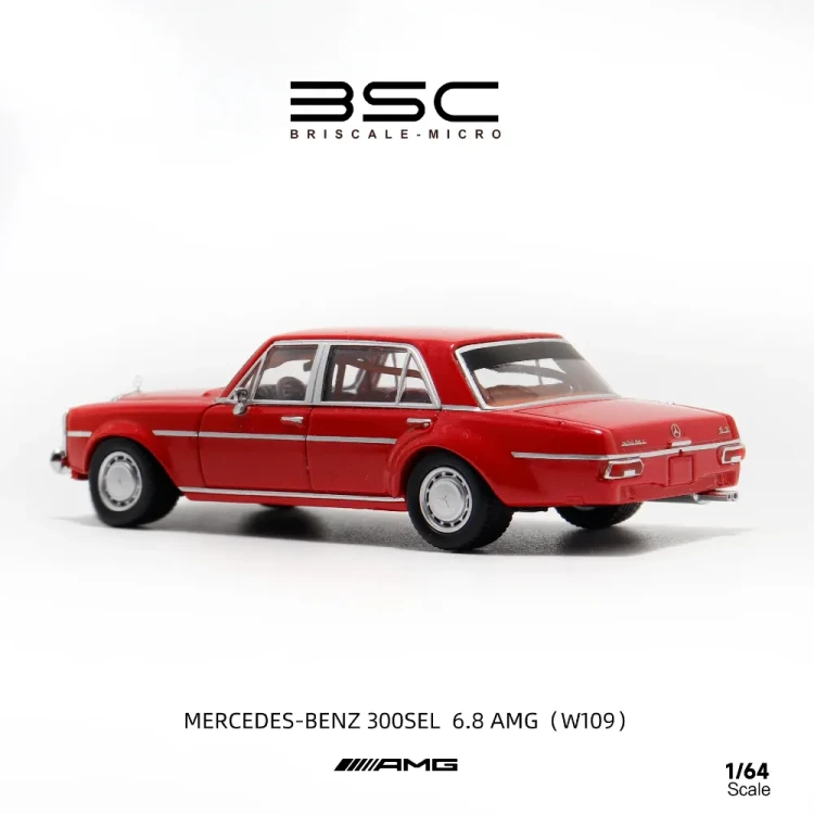 BSC Mercedes Benz 300SEL W109 AMG RED 1:64 tył
