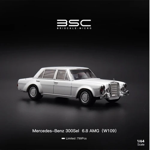 BSC Mercedes Benz 300SEL W109 AMG WHITE 1:64 przód detal
