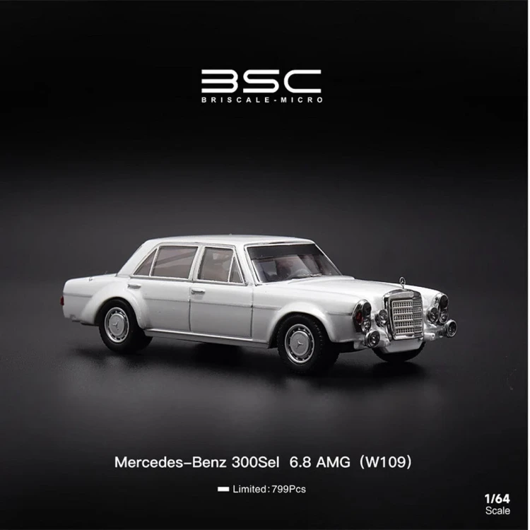 BSC Mercedes Benz 300SEL W109 AMG WHITE 1:64 przód detal