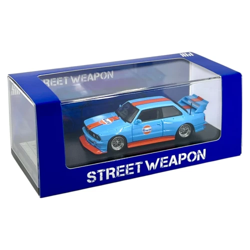 Street Weapon BMW E30 Gulf blue orange 1:64 box