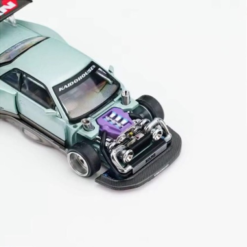 MINI GT Kaido House Nissan Silvia S13-R Kaido Works V1 ADVAN Green 1:64 detal