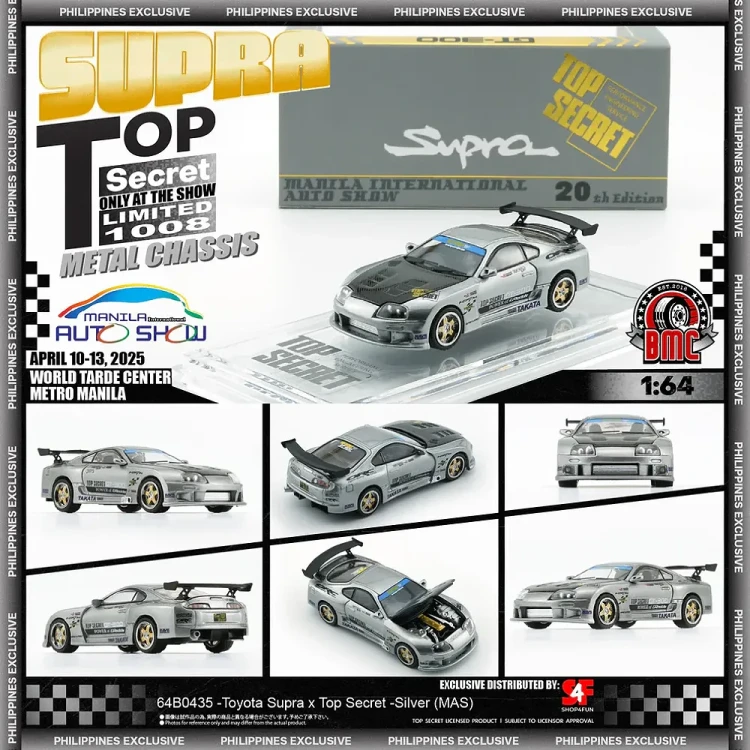 BM Creations Toyota Supra Top Secret Philippines Limited silver 1:64 scena