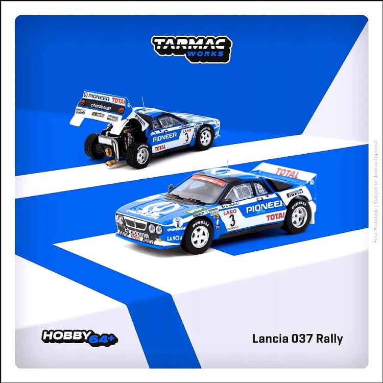 Tarmac Works LANCIA 037 Rally #3 J.C.Andruet/F.Sappey Ypres 24h Rally 1983 1:64 przód
