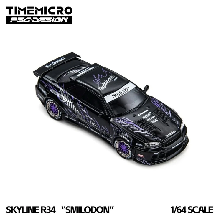 Time Micro Nissan Skyline R34 Smilodon Black Nightingale 1:64 góra