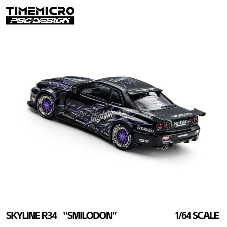 Time Micro Nissan Skyline R34 Smilodon Black Nightingale 1:64 tył detal