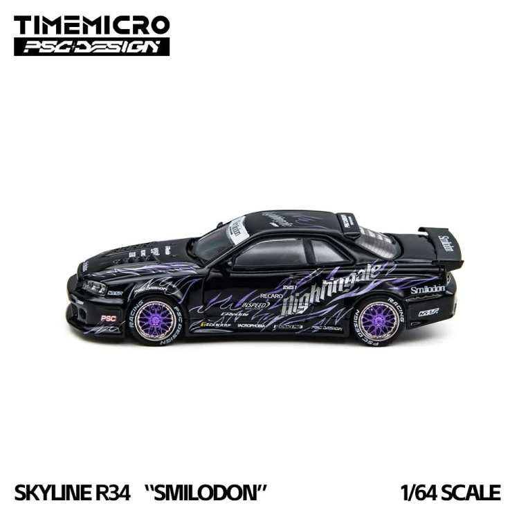 Time Micro Nissan Skyline R34 Smilodon Black Nightingale 1:64 bok