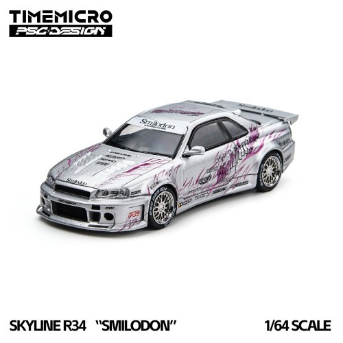 Time Micro Nissan Skyline R34 Smilodon Silver Nightingale 1:64 przód