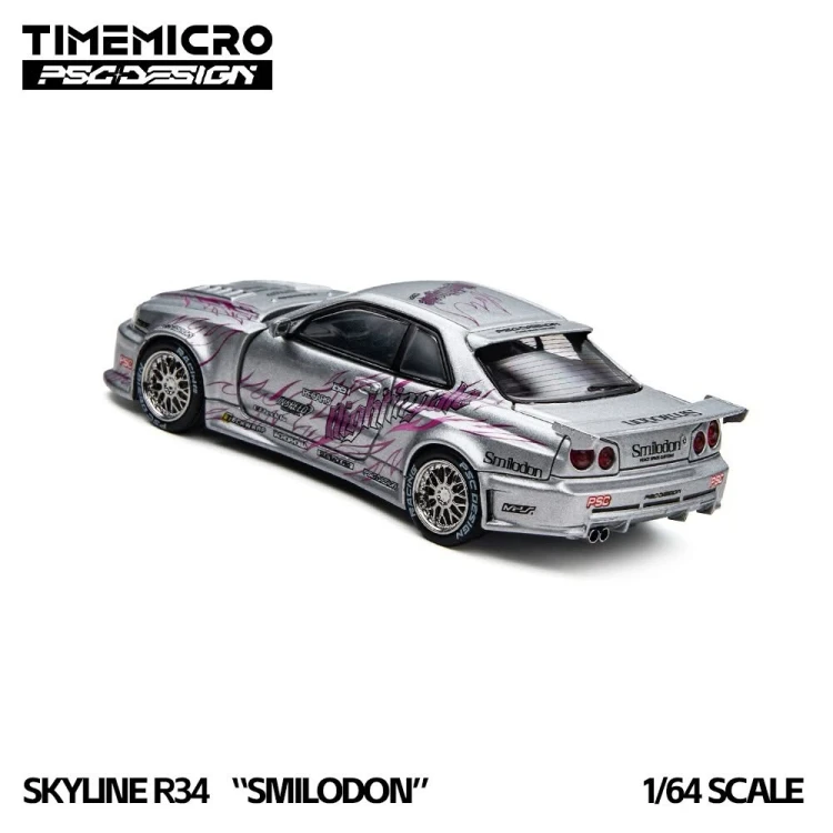 Time Micro Nissan Skyline R34 Smilodon Silver Nightingale 1:64 tył detal