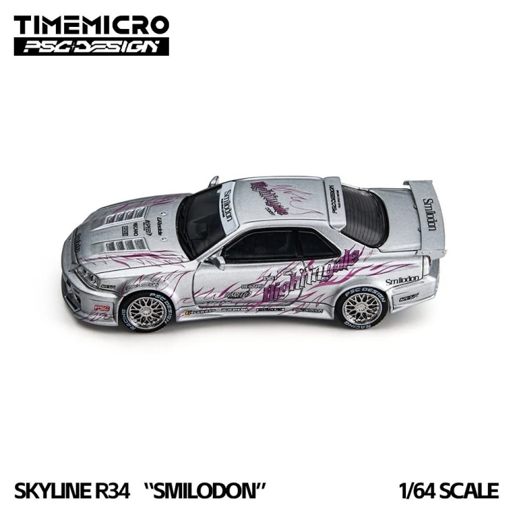 Time Micro Nissan Skyline R34 Smilodon Silver Nightingale 1:64 góra