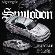 Time Micro Nissan Skyline R34 Smilodon Silver Nightingale 1:64 plakat