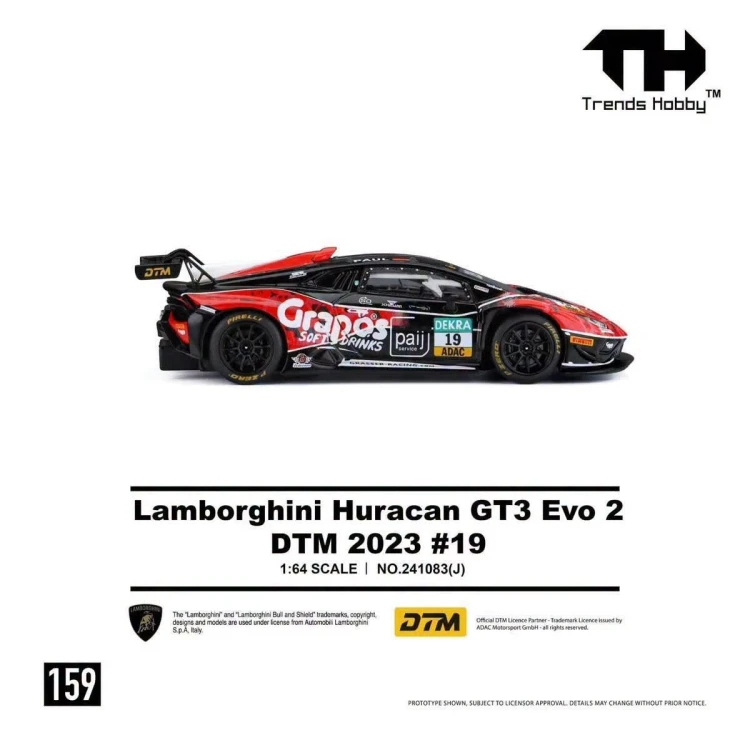 Trends Hobby LAMBORGHINI HURACAN GT3 EVO 2 DTM 2023 #19 Red 1:64 bok