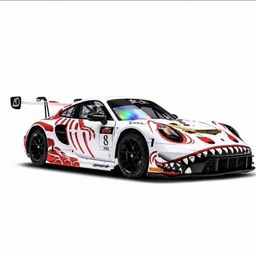Spark &amp; AO Racing Porsche 911 GT3 Bushi Rex WINNER SUZUKA 1000 KM 1:64 przód detal