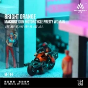MoreArt Pomarańczowy Motocykl z Figurką – Cyberpunk żywica 1:64 tył