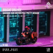 MoreArt Pomarańczowy Motocykl z Figurką – Cyberpunk żywica 1:64 bok
