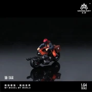 MoreArt Pomarańczowy Motocykl z Figurką – Cyberpunk żywica 1:64 przód detal
