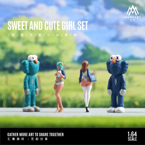 MoreArt Kaws Doll &amp; Bear – Zestaw Figurek żywica 1:64 przód