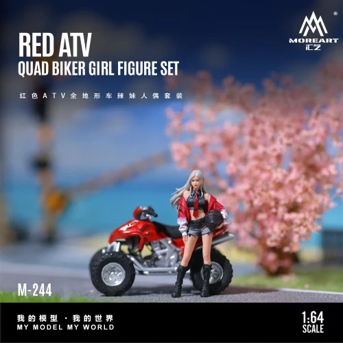 MoreArt Red ATV Quad z Figurką Biker Girl – Zestaw żywica 1:64 przód