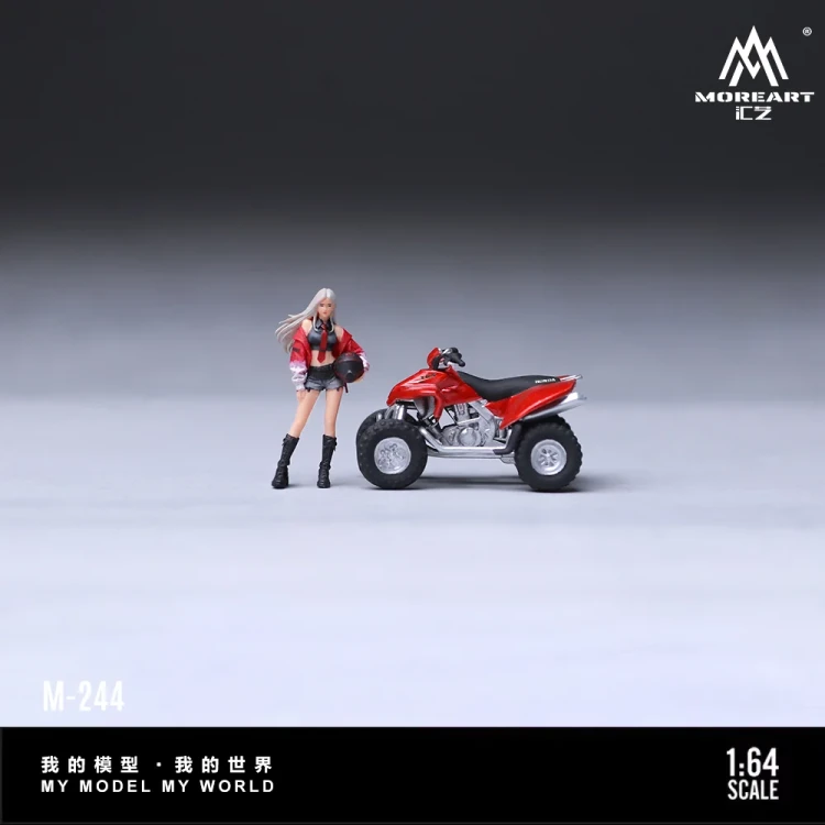 MoreArt Red ATV Quad z Figurką Biker Girl – Zestaw żywica 1:64 przód detal