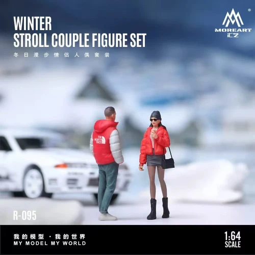 MoreArt Winter Stroll Couple – Zestaw 2 Figurek żywica 1:64 przód detal